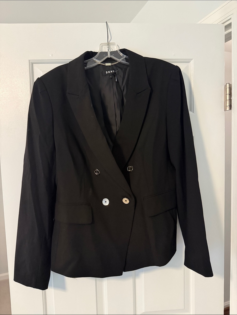 DKNY Black Double-Breasted Blazer Jacket